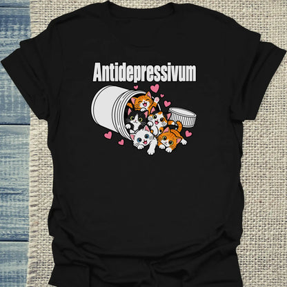 T-Shirt - Antidepressivum - Unisex - Katze Schwarz