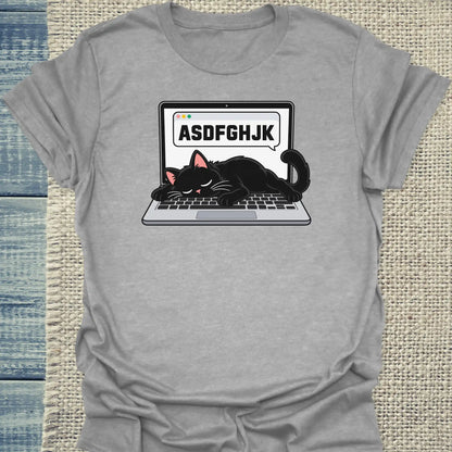 T-Shirt - ASDFGHJK - Unisex - Katze Grau
