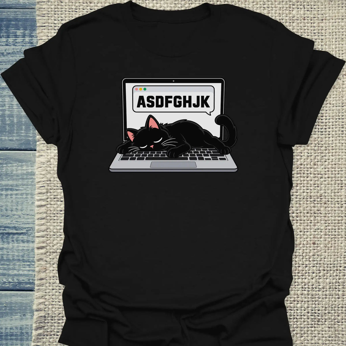 T-Shirt - ASDFGHJK - Unisex - Katze Schwarz