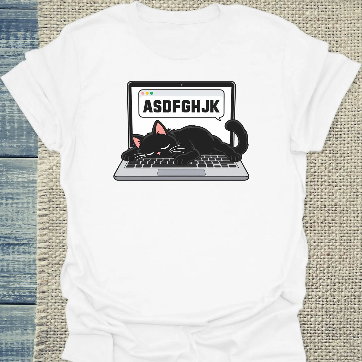 T-Shirt - ASDFGHJK - Unisex - Katze Weiß
