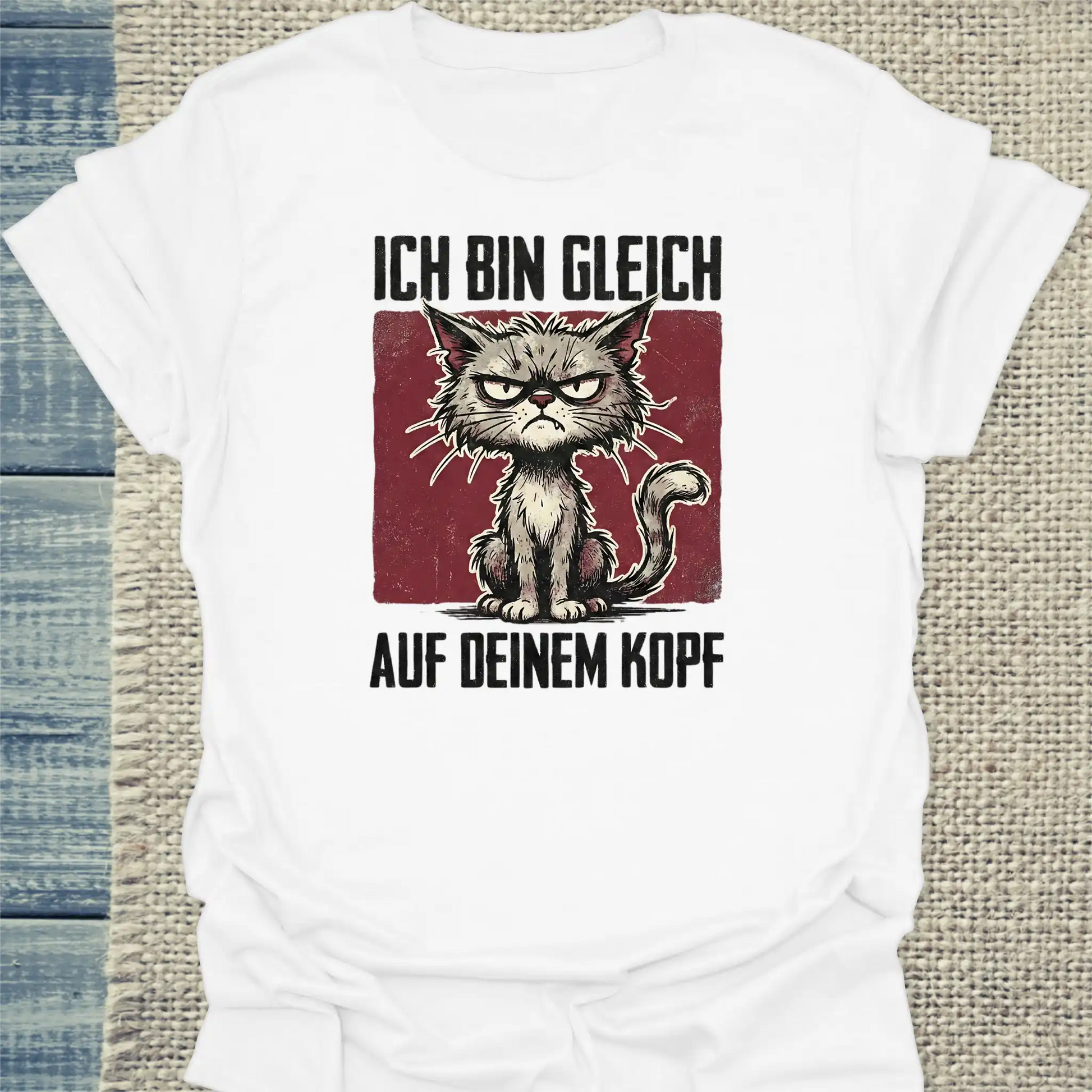 T-Shirt - Auf deinem Kopf - Unisex - Katze Weiß