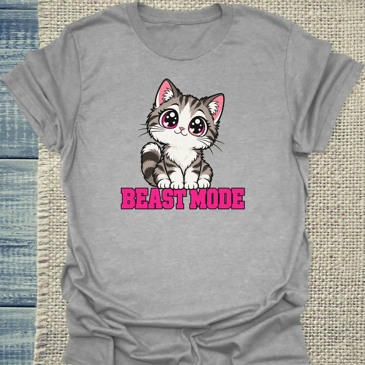 T-Shirt - BEAST MODE - Unisex - Katze Grau