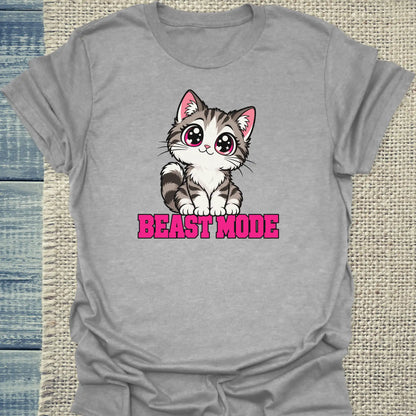 T-Shirt - BEAST MODE - Unisex - Katze Grau