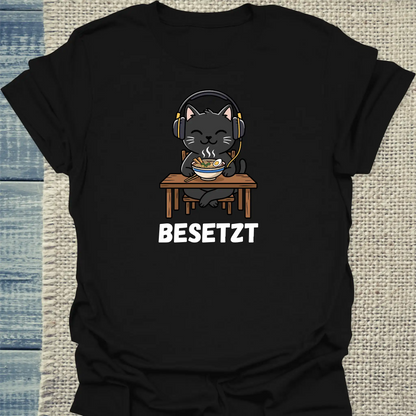 T-Shirt - Besetzt - Unisex - Katze, Ramen Schwarz