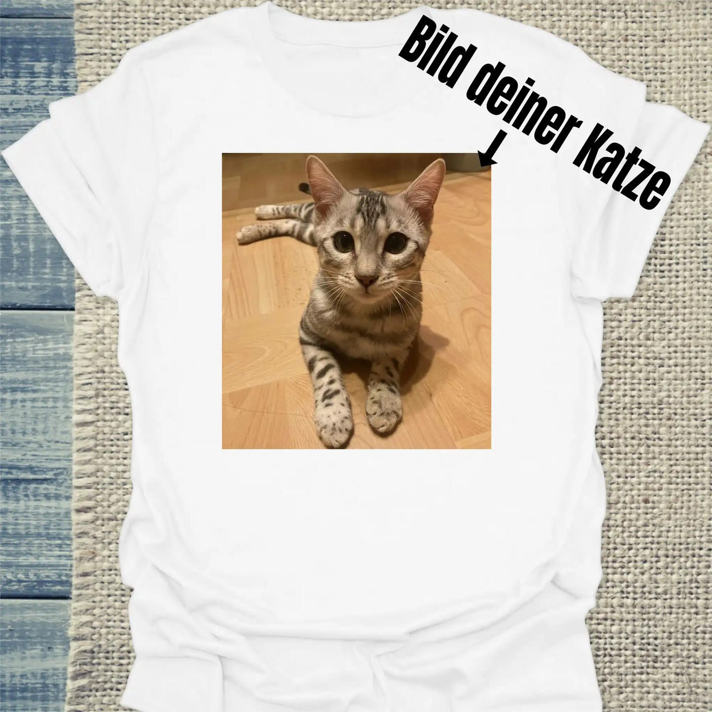 T-Shirt - Bild deiner Katze - Unisex - Katze, Personalisiert Weiß