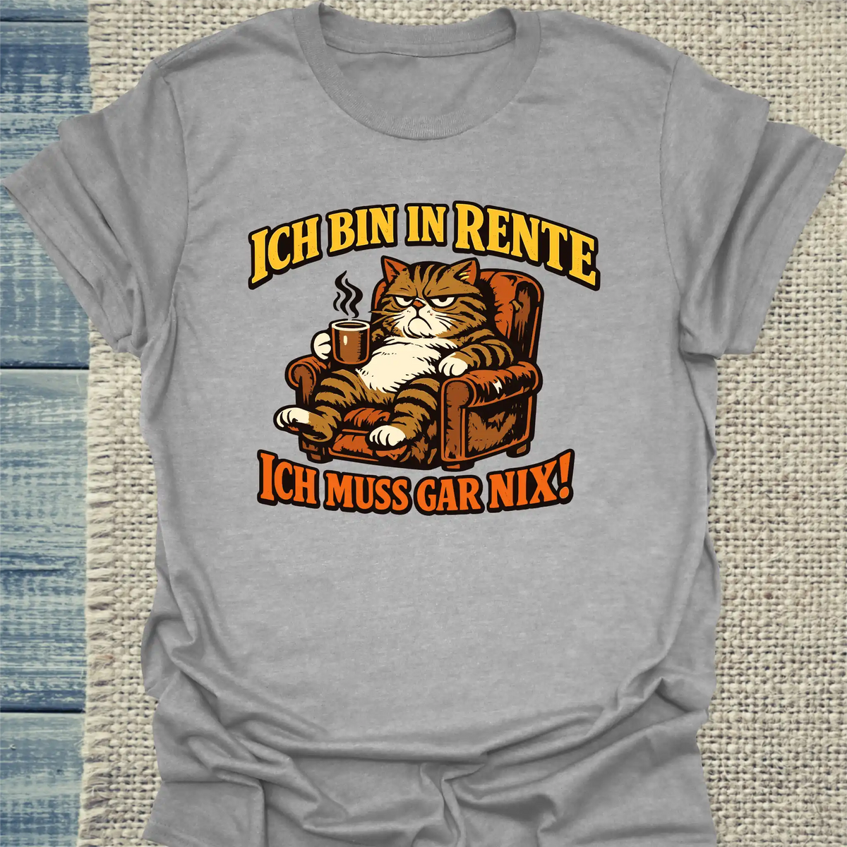 T-Shirt - Bin in Rente - Unisex - Katze Grau