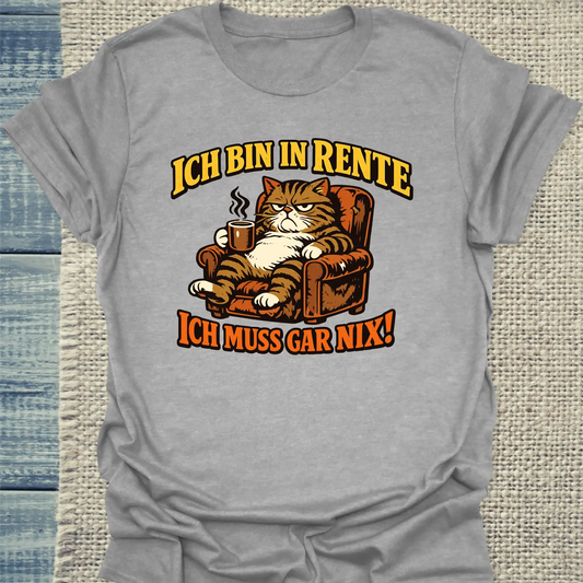 T-Shirt - Bin in Rente - Unisex - Katze Grau