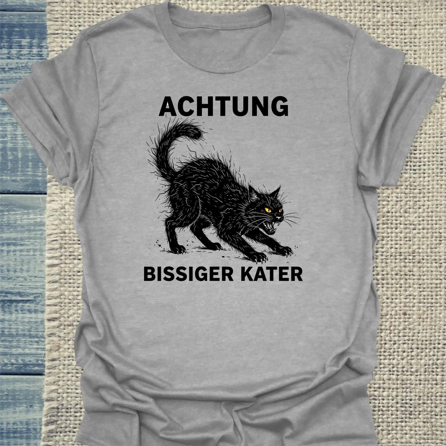 T-Shirt - Bissiger Kater - Unisex - Katze Grau