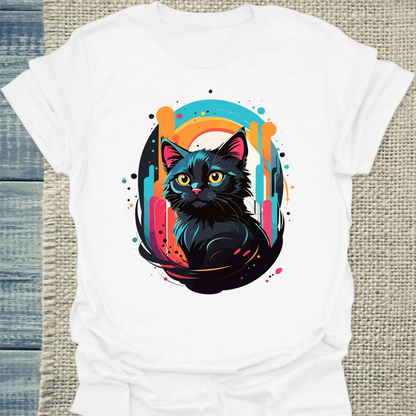 T-Shirt - Black Cat Colors - Unisex - Katze Weiß