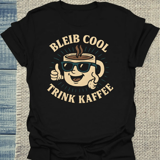 T-Shirt - Bleib cool und trink Kaffee - Unisex - Kaffee Schwarz