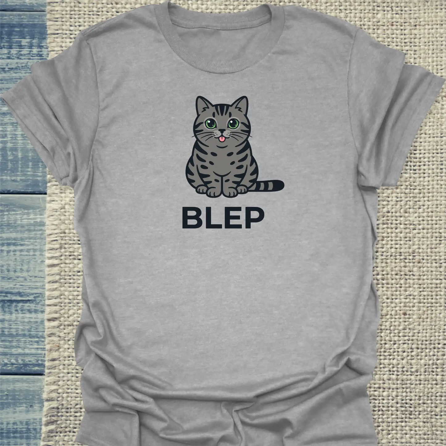T-Shirt - Blep - Unisex - Katze Grau