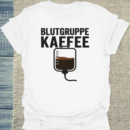 T-Shirt - Blutgruppe Kaffee - Unisex - Kaffee Weiß