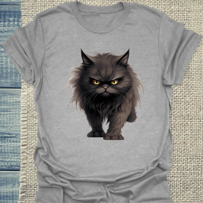 T-Shirt - Böse Katze - Unisex - Katze, Black Edition Grau