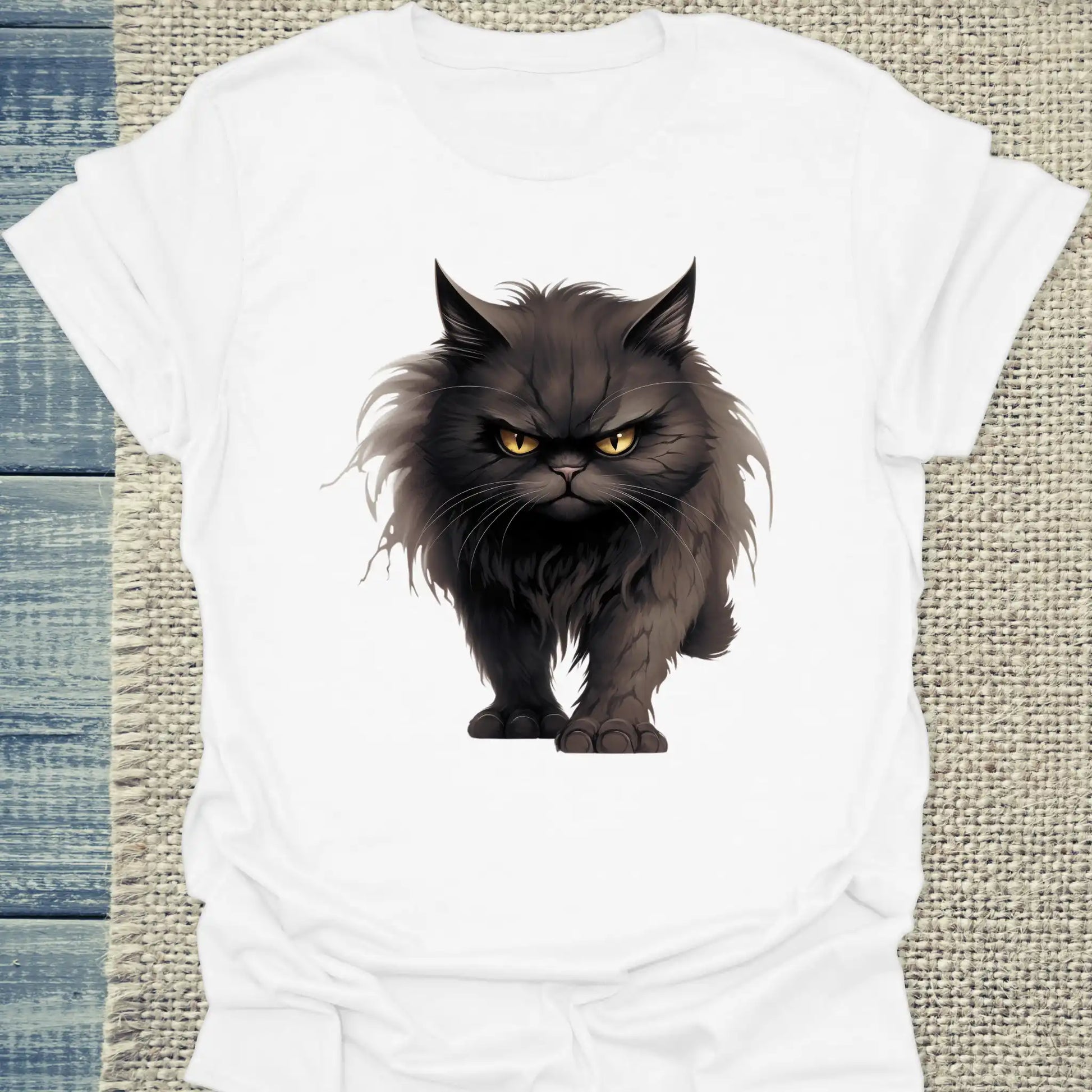T-Shirt - Böse Katze - Unisex - Katze, Black Edition Weiß
