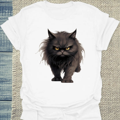 T-Shirt - Böse Katze - Unisex - Katze, Black Edition Weiß