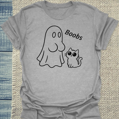 T-Shirt - Boobs - Unisex - Katze, Halloween Grau