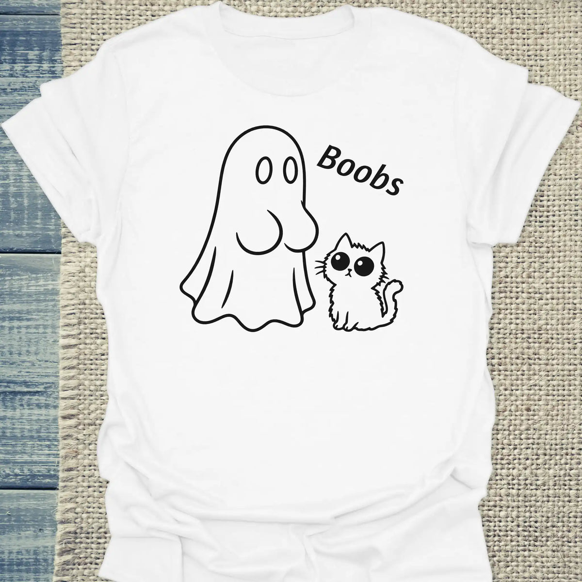 T-Shirt - Boobs - Unisex - Katze, Halloween Weiß