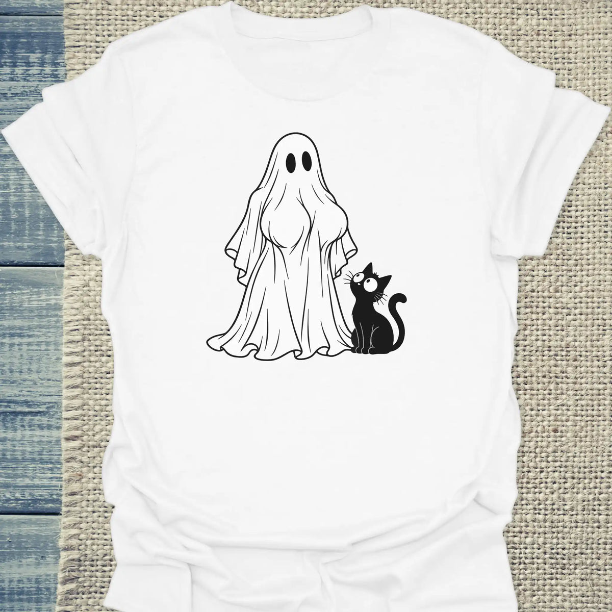 T-Shirt - Boomerwooki - Unisex - Katze, Halloween Weiß
