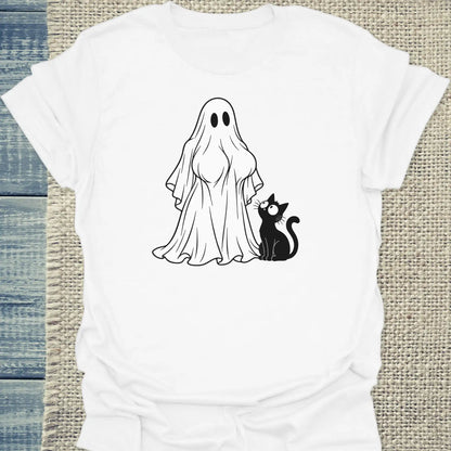 T-Shirt - Boomerwooki - Unisex - Katze, Halloween Weiß