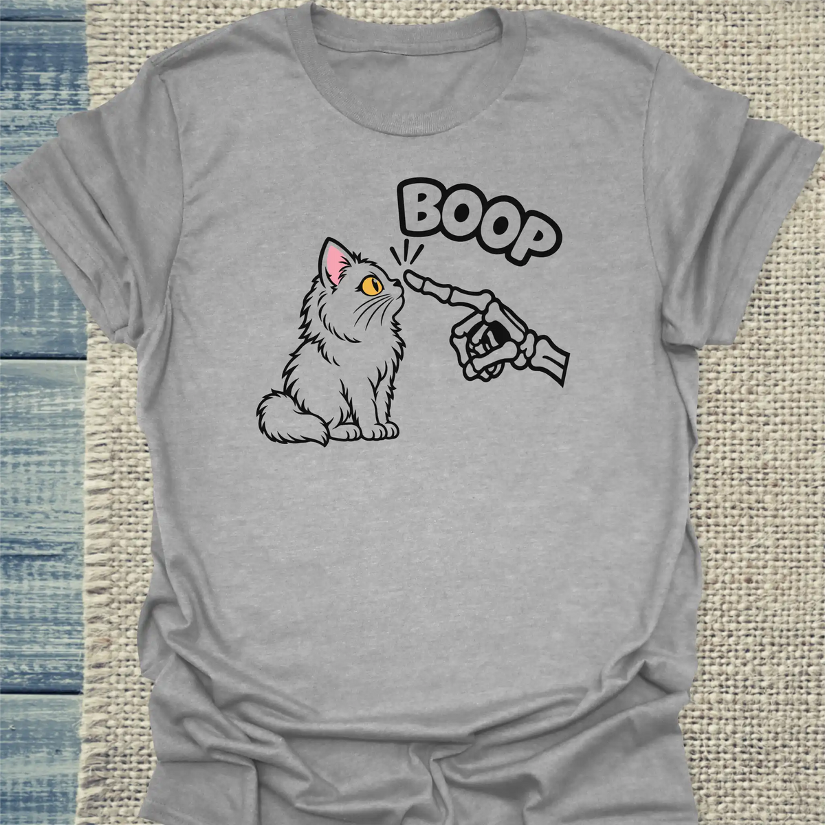 T-Shirt - Boop - Unisex - Katze, Halloween Grau