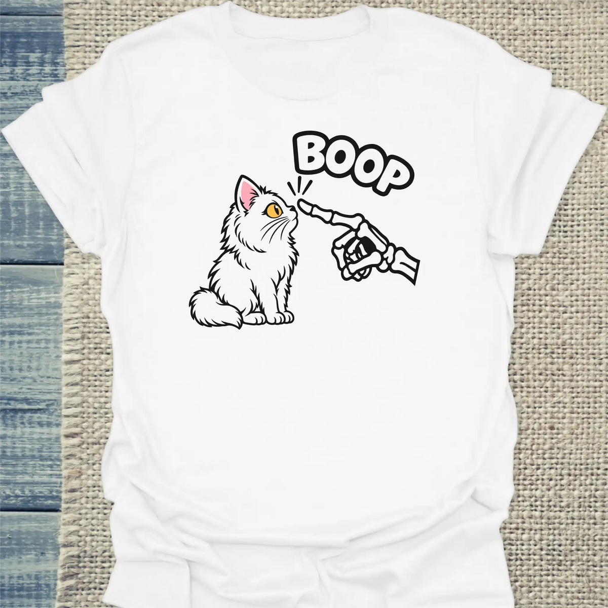 T-Shirt - Boop - Unisex - Katze, Halloween Weiß