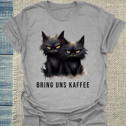 T-Shirt - Bring uns Kaffee - Unisex - Katze & Kaffee Grau