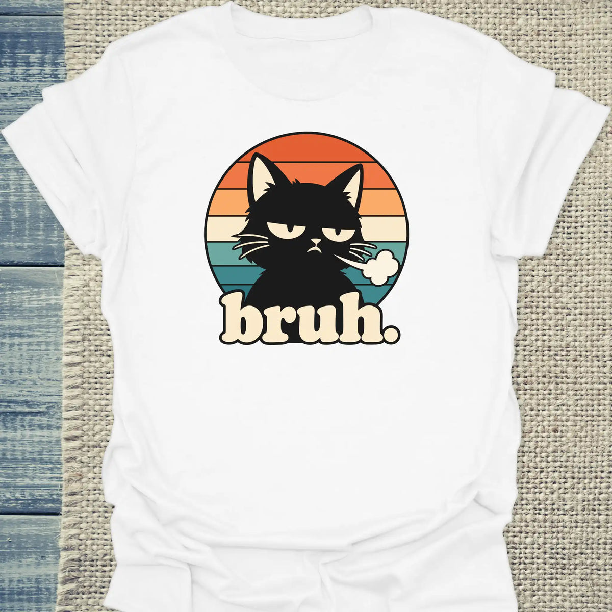 T-Shirt - bruh. - Unisex - Katze Weiß