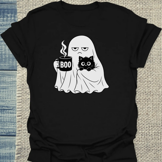 T-Shirt - Buu - Unisex - Katze & Kaffee, Halloween Schwarz
