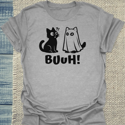 T-Shirt - BUUH - Unisex - Katze, Halloween Grau