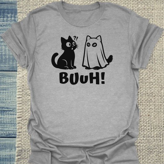 T-Shirt - BUUH - Unisex - Katze, Halloween Grau