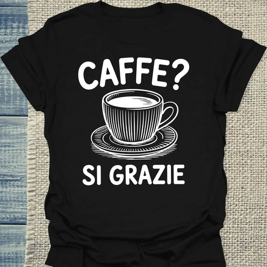 T-Shirt - Caffee - Si Grazie - Unisex - Kaffee Schwarz