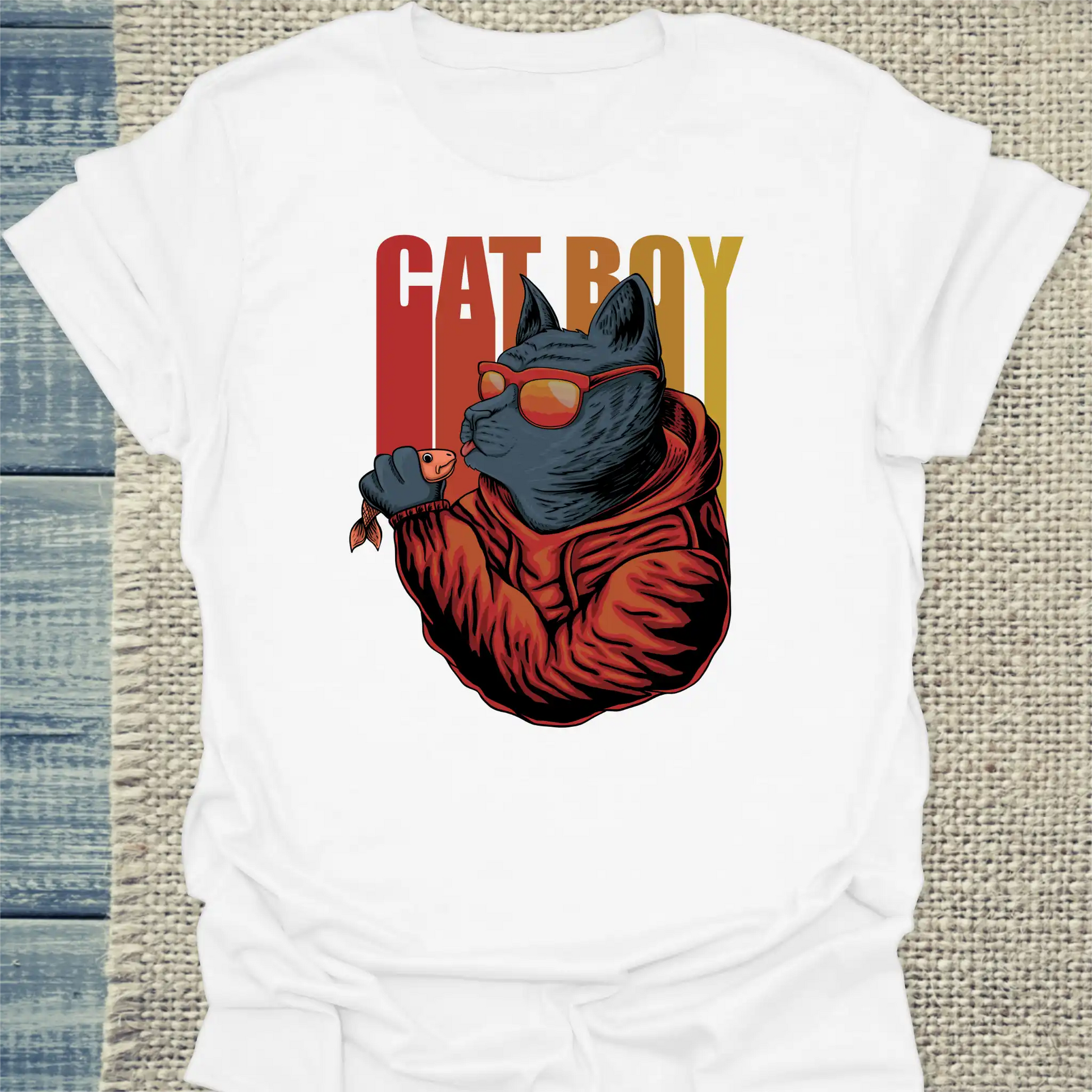 T-Shirt - Cat Boy - Unisex - Katze, Cat Guy Weiß