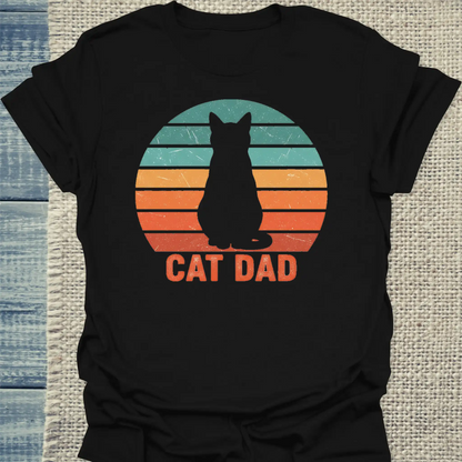 T-Shirt - Cat Dad Retro - Unisex - Katze, Cat Guy Schwarz