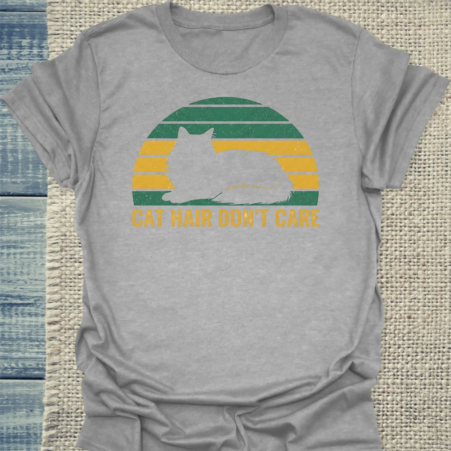 T-Shirt - Cat Hair Don't Care - Unisex - Katze Grau