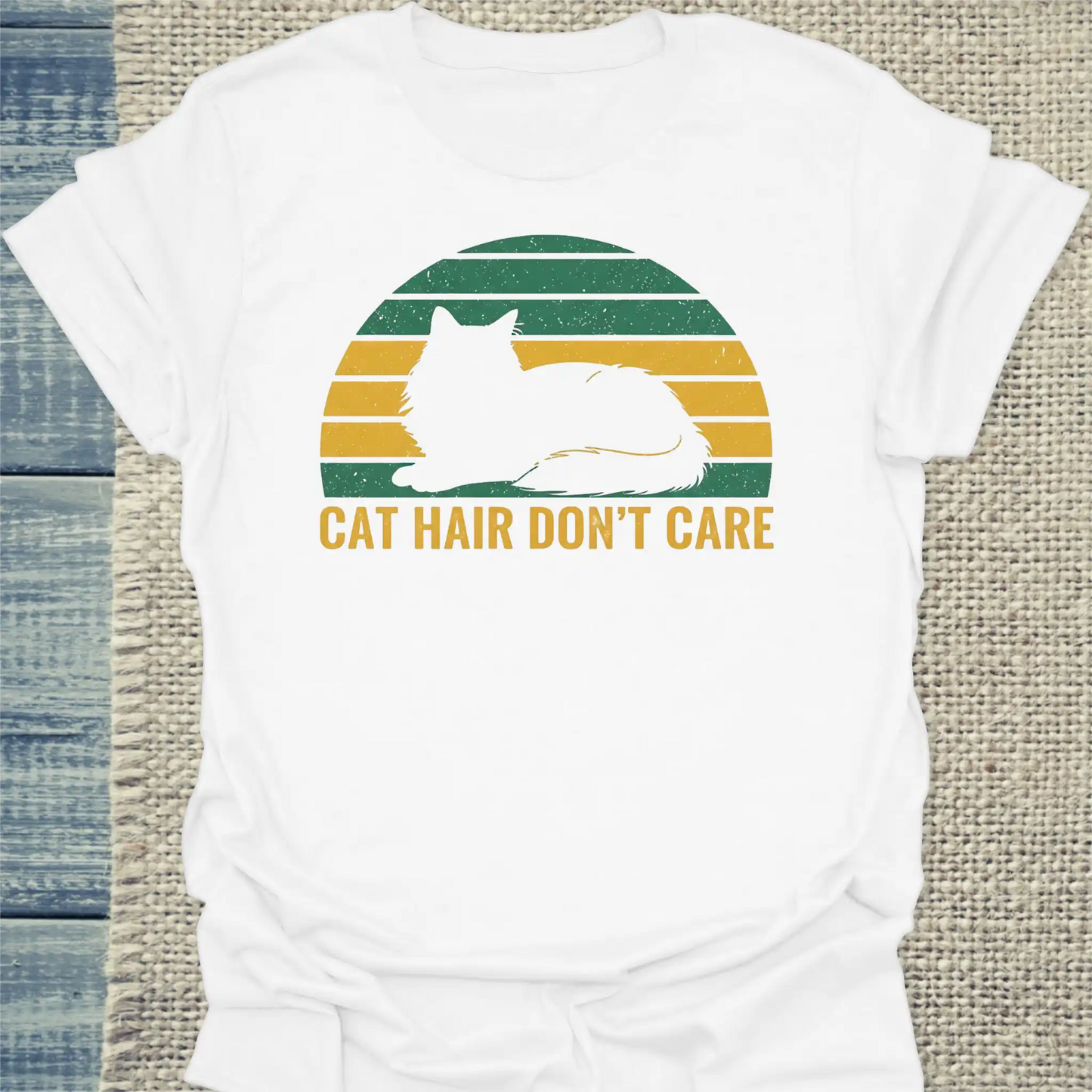 T-Shirt - Cat Hair Don't Care - Unisex - Katze Weiß