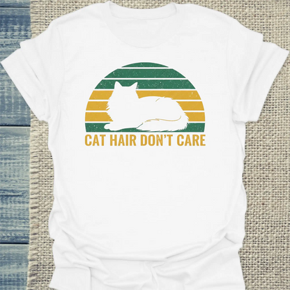 T-Shirt - Cat Hair Don't Care - Unisex - Katze Weiß