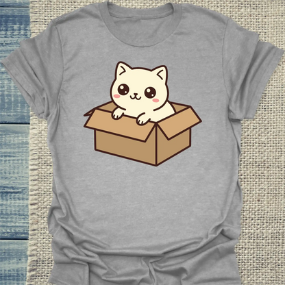 T-Shirt - Cat in the box - Unisex - Katze Grau
