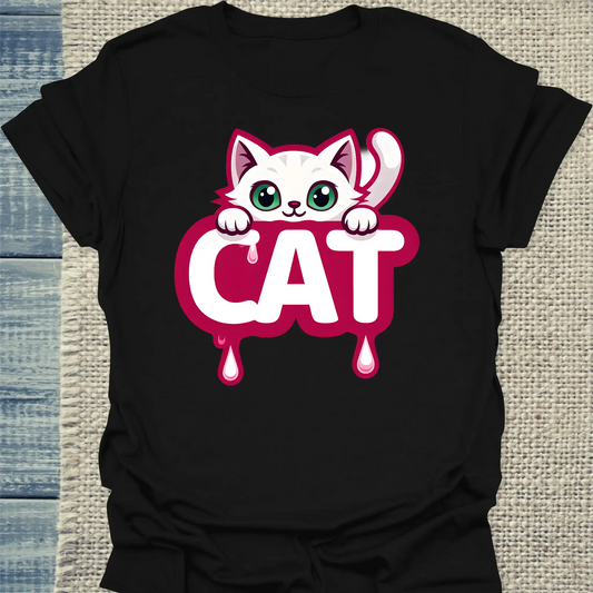 T-Shirt - CAT - Katze in rosa - Unisex - Katze Schwarz