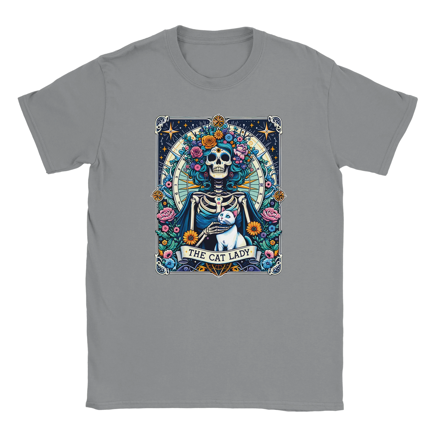 T-Shirt - Cat Lady Tarot - Unisex - Kaffee, Cat Lady Grau