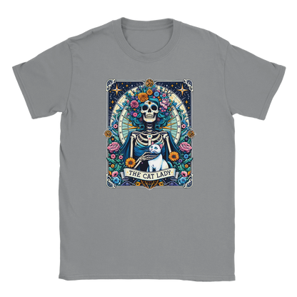 T-Shirt - Cat Lady Tarot - Unisex - Kaffee, Cat Lady Grau