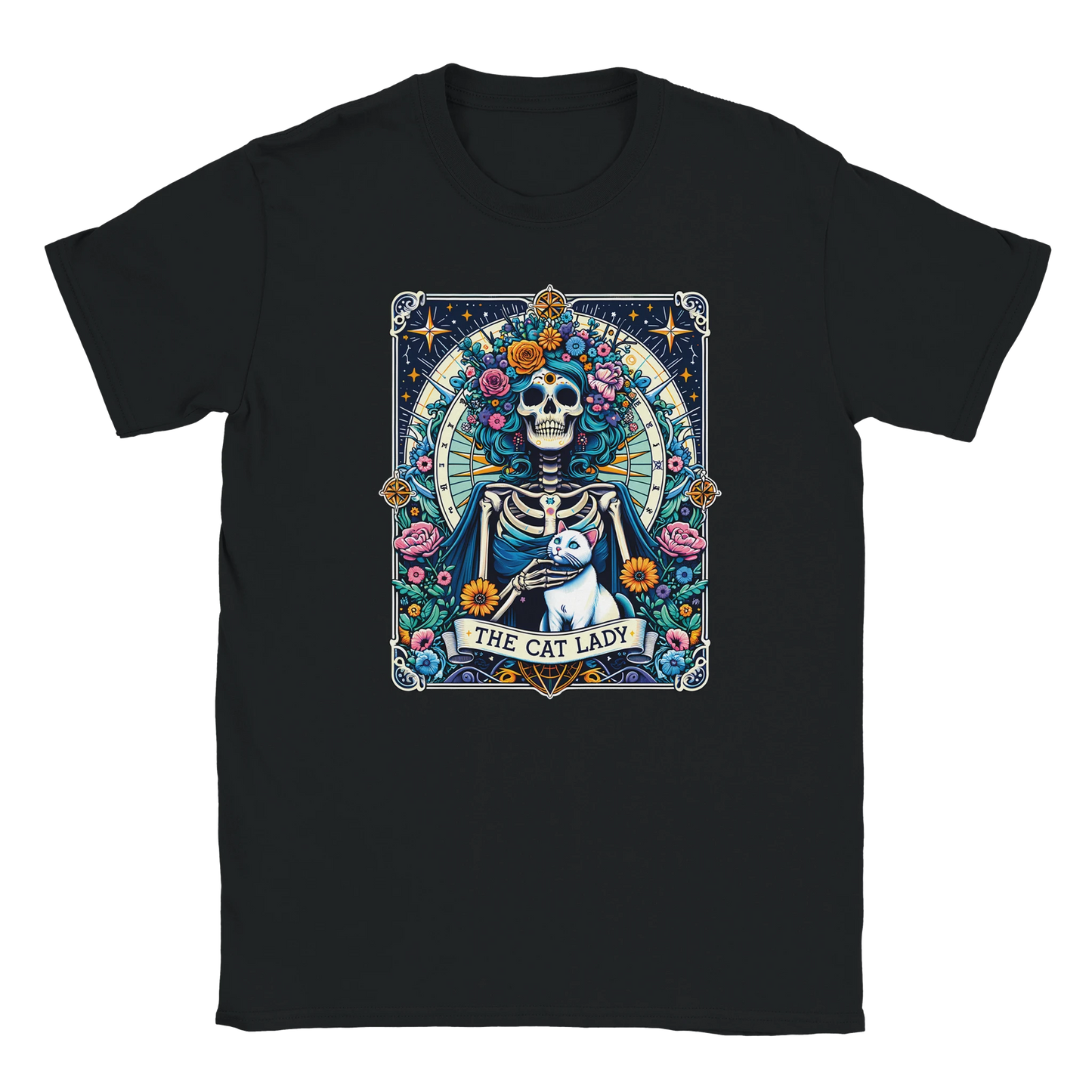 T-Shirt - Cat Lady Tarot - Unisex - Kaffee, Cat Lady Schwarz