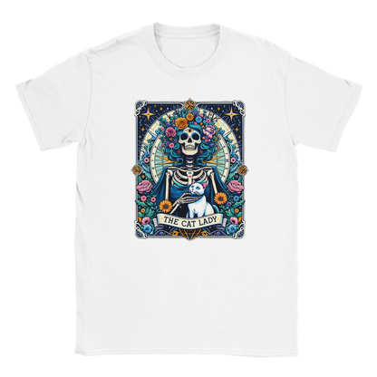 T-Shirt - Cat Lady Tarot - Unisex - Kaffee, Cat Lady Weiß