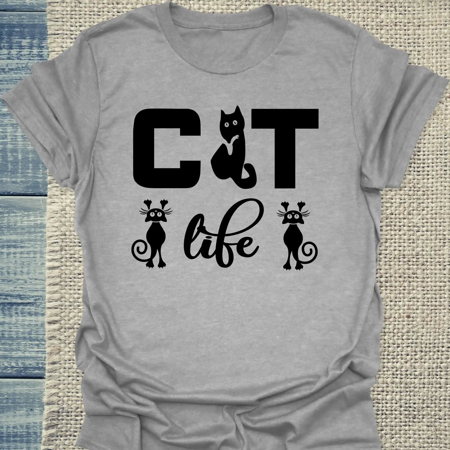 T-Shirt - CAT life - Unisex - Katze Grau