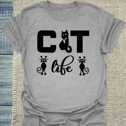 T-Shirt - CAT life - Unisex - Katze Grau