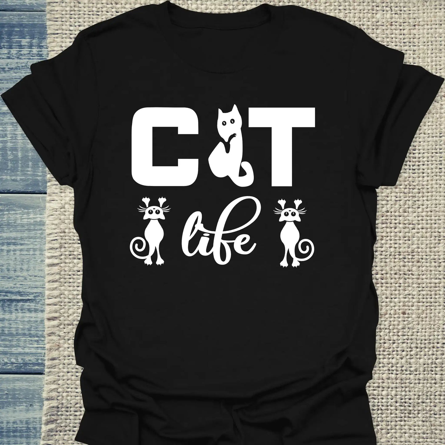 T-Shirt - CAT life - Unisex - Katze Schwarz