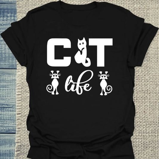 T-Shirt - CAT life - Unisex - Katze Schwarz