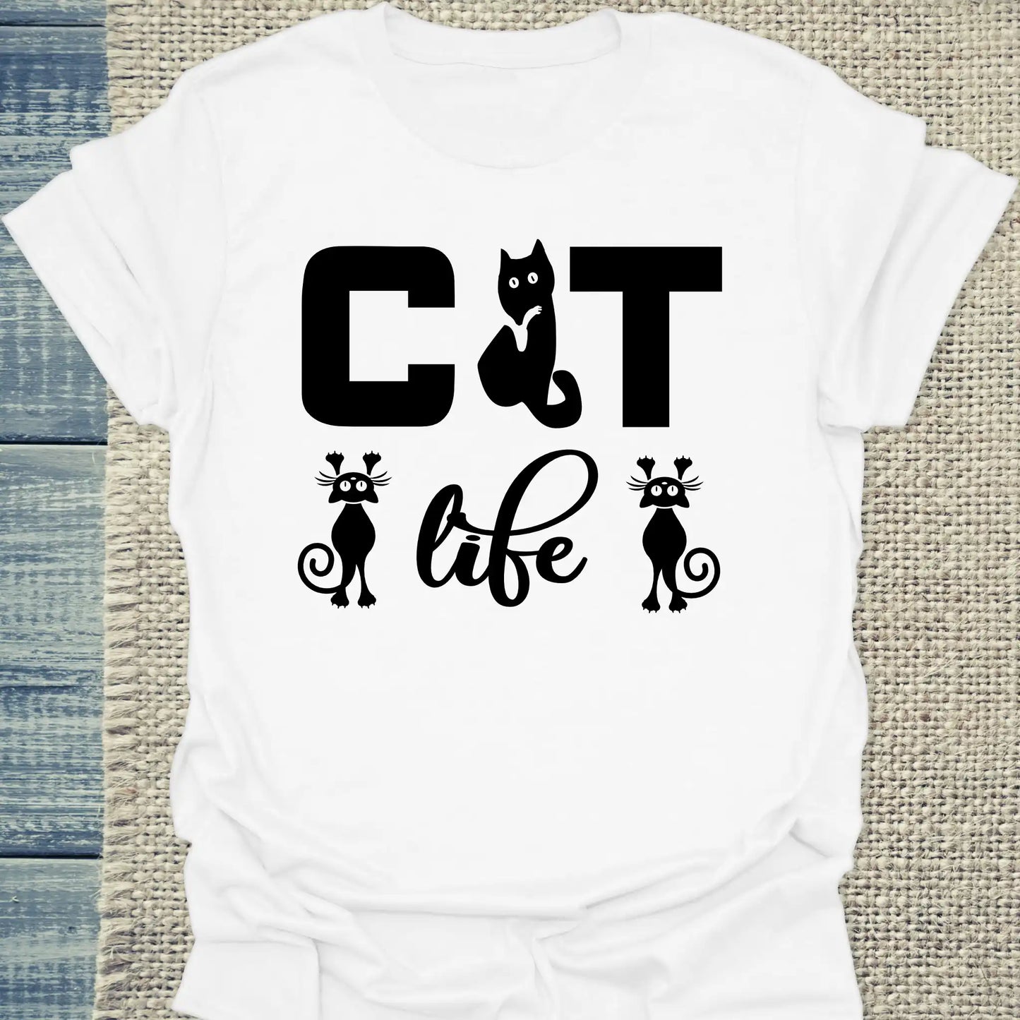 T-Shirt - CAT life - Unisex - Katze Weiß