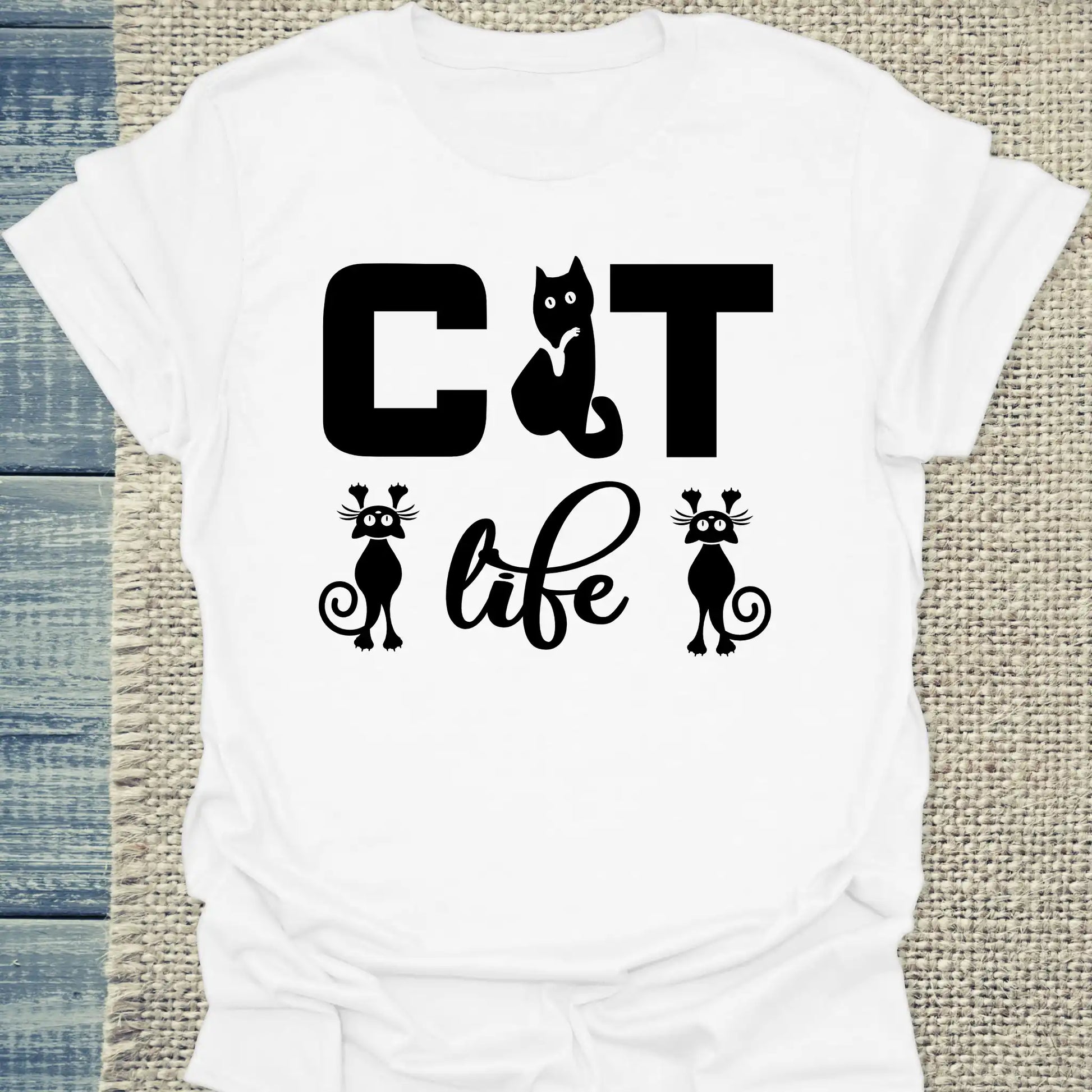 T-Shirt - CAT life - Unisex - Katze Weiß