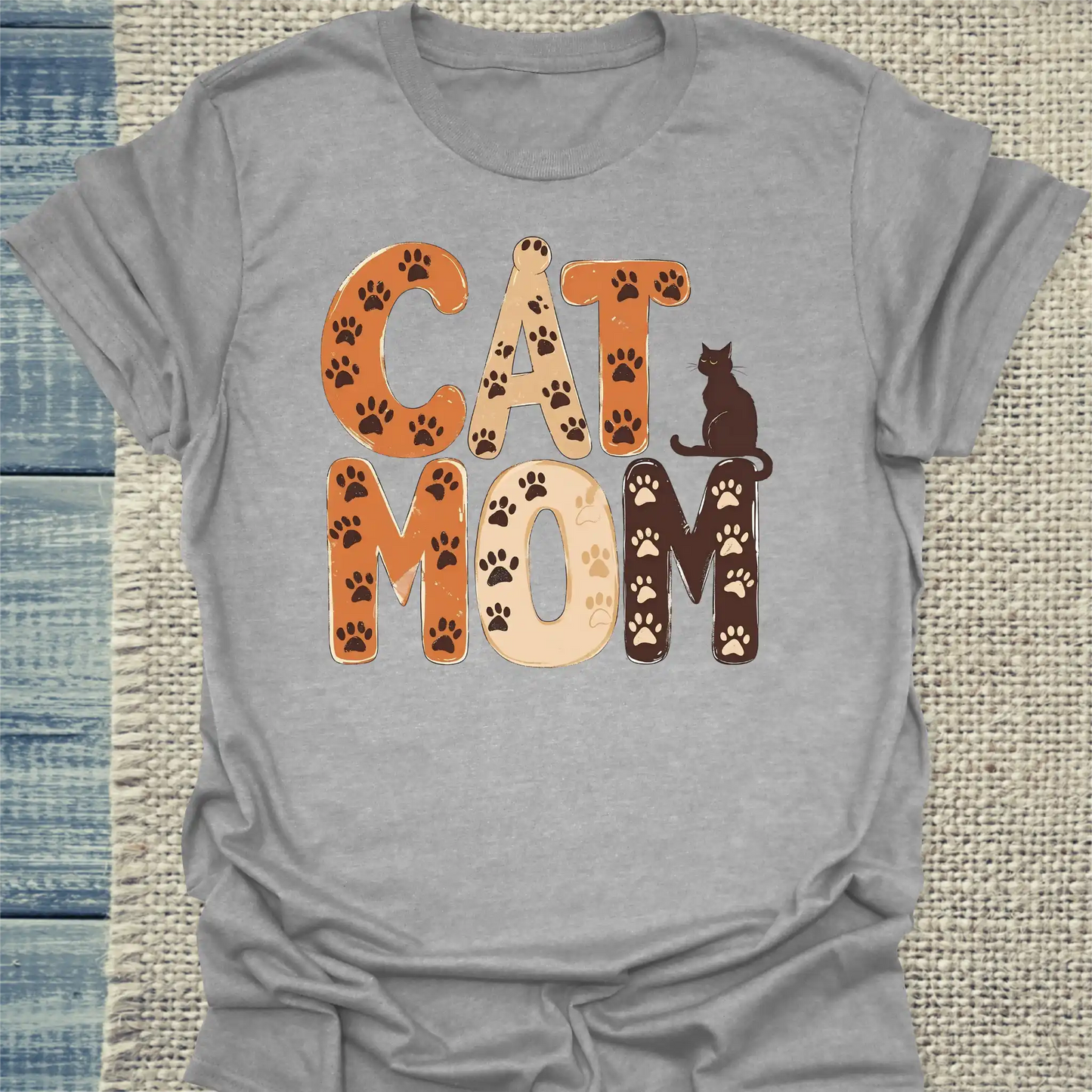 T-Shirt - Cat Mom - Pfoten - Unisex - Katze, Cat Lady Grau