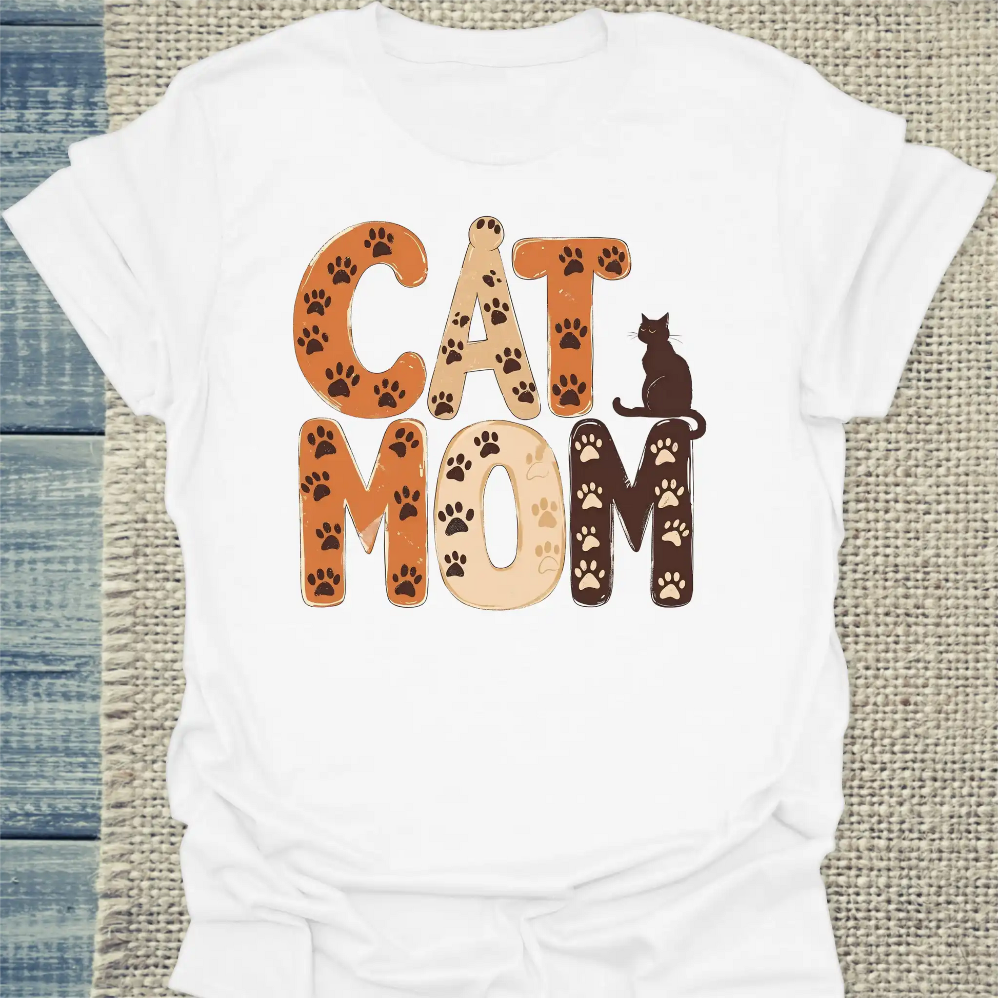 T-Shirt - Cat Mom - Pfoten - Unisex - Katze, Cat Lady Weiß